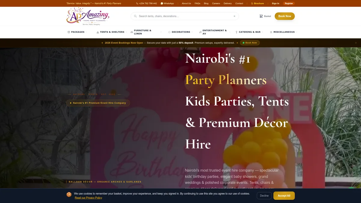 Premium Event & Party Rental E-commerce Platform — Kissor Digital Nairobi project